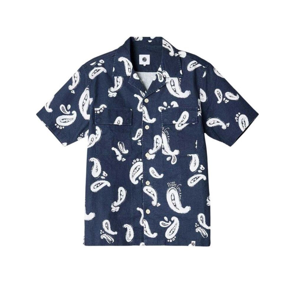 Pretty Green Mens Widnes Paisley Regular Shirt / Navy